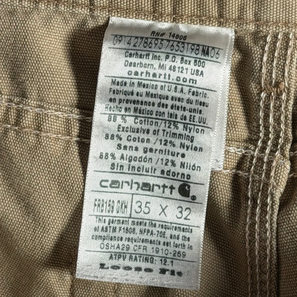 Carhartt FR Flame Resistant Loose Fit Canvas Work Pants Tan 35x32 FRB159 GKH